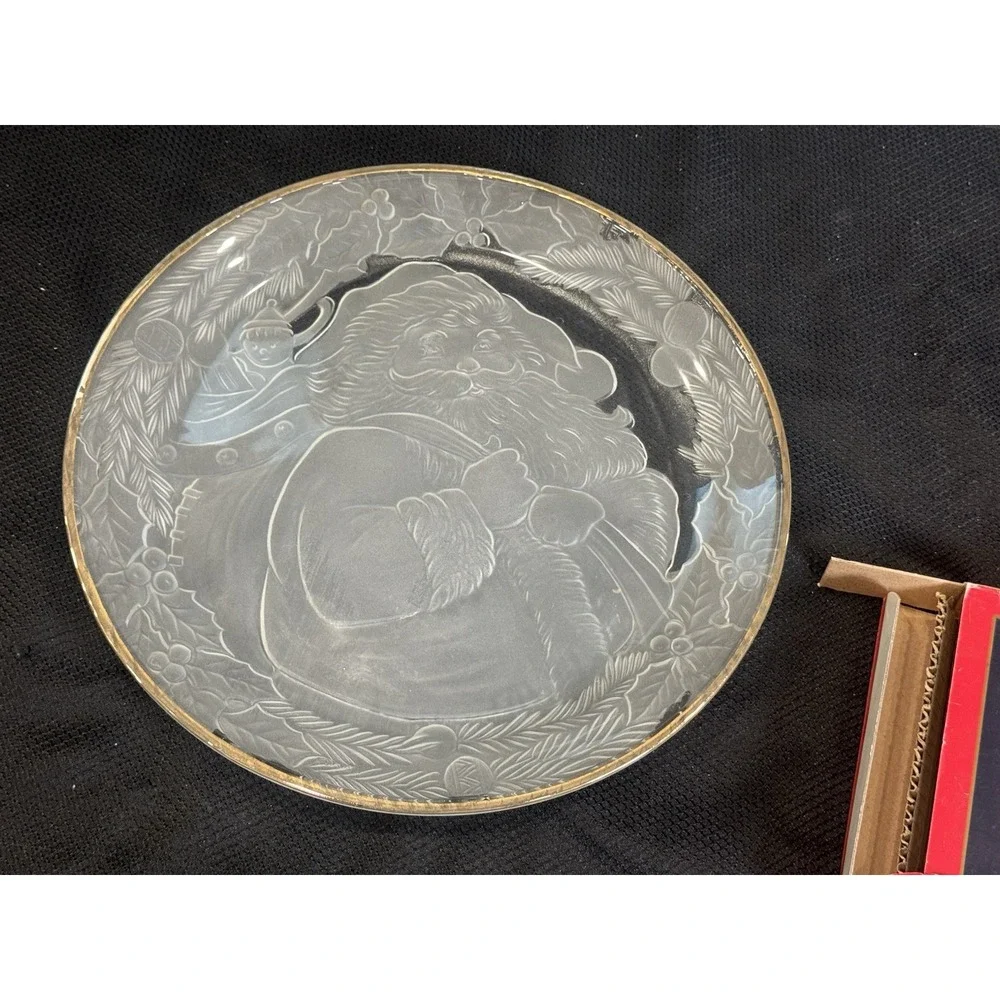 White Christmas Platter By Elements Gold Rim 13